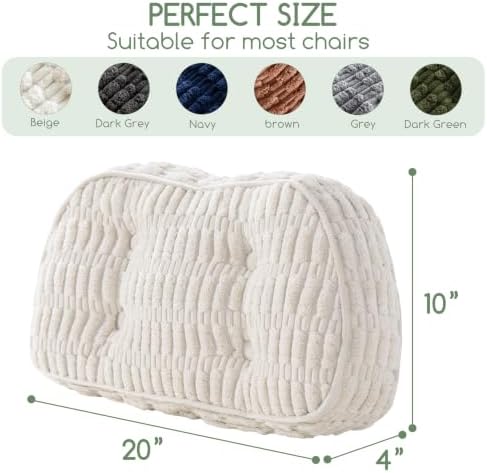 Lumbar Support Pillow for Recliner Chair/Accent Chair/Couch/Office Chair, Tufted Blended Corduroy Back Support Cushion for Elderly, Recliner Cushions for Back Rest, Pain Relief, Reading, Beige - Image 2