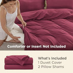 Bedsure Duvet Cover Queen Size, 3Pcs Double Brushed Bedding Set, Dark Red - Image 3