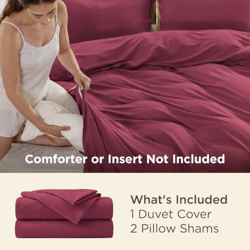 Bedsure Duvet Cover Queen Size, 3Pcs Double Brushed Bedding Set, Dark Red - Image 3