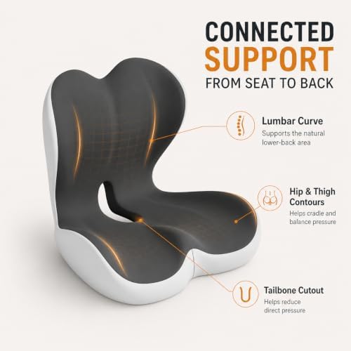 Ergonomic Memory Foam Seat Cushion for Tailbone Pain Relief, Suitable for Office Home Chair, Car and Wheelchair (Dark Black) - Image 2