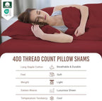 Pizuna 100% Cotton King Pillow Shams 400 Thread Count Rio Red - Image 2