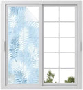 Window Privacy Film Frosted, Light Blue Botanical Static Cling Door Window Covering, Summer Palm Leaves Foliage Tropical UV Blocking Windows Film for Office, Hotel, Bedroom, 29.5 x 78.7 Inches by Unknown