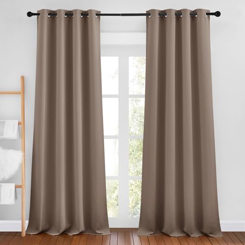 NICETOWN Cappuccino Blackout Bedroom Curtains 96 inches Long, Grommet Thermal Insulated Room Darkening Window Treatments Sound Reducing for Living Room, W46 x L96, 2 Panels by NICETOWN