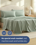 Cal King 6 Piece Bed Sheet Set - Breathable & Cooling Sheets - Eucalyptus - Image 6