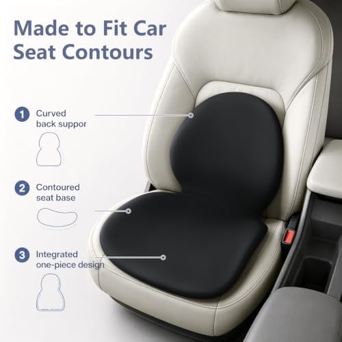 Car Seat Cushion with Lumbar Support Pillow - Memory Foam Driver Seat Cushion for Back & Sciatica Pain Relief, Washable Cover, Non-Slip Bottom for Long Driving (Black) - Image 2
