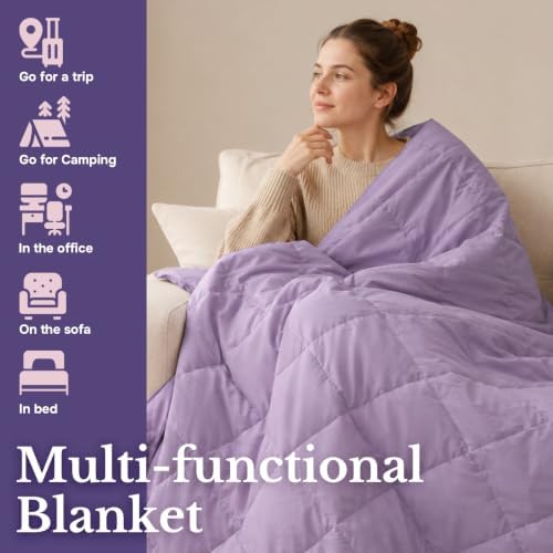 DAICO Lightweight Down Throw Blanket for Couch Purple Blanket 50"x70" - Image 6