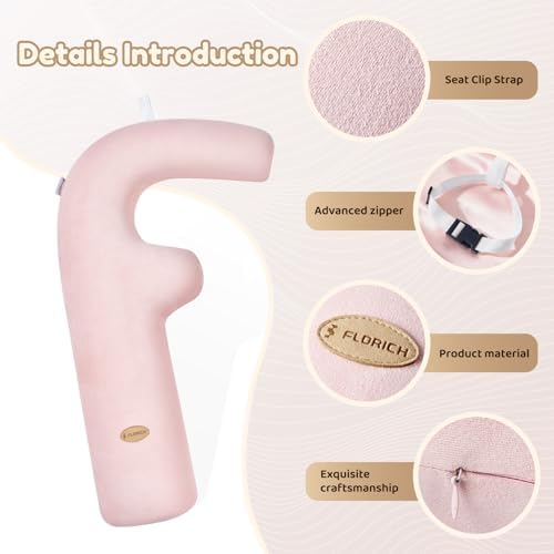FLORICH Memory Foam Kids Travel Pillow, Car Sleeping Pillow, F-Shape Car Pillows for Adults and Children, Traveling Car Pillow for Kids with Removable Pillowcase (Dark Pink) - Image 4