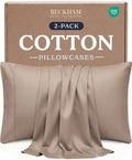 Beckham Hotel Collection Pillowcases Queen Size Set of 2, Cool Touch Cotton Sateen Fabric, 500TC, Silky Smooth & Soft, Open End, Sand by Unknown