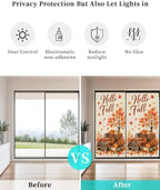Window Privacy Film Frosted, Thanksgiving Fall Static Cling Door Window Covering, Orange Car Pumpkin Maple Leaves Tree UV Blocking Windows Film for Office, Hotel, Bedroom, 29.5 x 78.7 Inches - Image 6