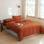 Luxlovery Burnt Orange Comforter California King Rust Bedding Comforter Set Cal King Size Rust Caramel Bedding Set Soft Breathable Blanket Quilts Reddish Brown Comforter Set for Women Men - Image 2
