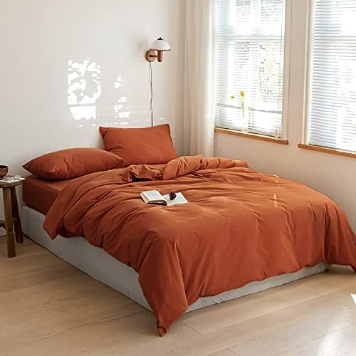 Luxlovery Burnt Orange Comforter California King Rust Bedding Comforter Set Cal King Size Rust Caramel Bedding Set Soft Breathable Blanket Quilts Reddish Brown Comforter Set for Women Men - Image 2