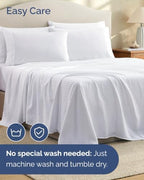 Queen 6 Piece Bed Sheet Set - Breathable & Cooling Sheets - Striped White - Image 6