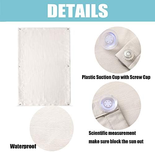 Portable Travel 100% Window Blackout with Suction Cups Thermal Insulated Waterproof Blackout Blind Sun Shade for Window Car Skylight Ceiling 23 x 55 Inch Embossing Navy Blue - Image 3