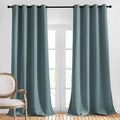 NICETOWN Bedroom Blackout Long Curtains 120 Length - Energy Saving Thermal Insulated Solid Grommet Luxury Room Darkening Drapes for Living Room, Greyish Blue, Set of 2, W52 x L120 by NICETOWN