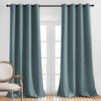 NICETOWN Bedroom Blackout Long Curtains 120 Length - Energy Saving Thermal Insulated Solid Grommet Luxury Room Darkening Drapes for Living Room, Greyish Blue, Set of 2, W52 x L120 by NICETOWN