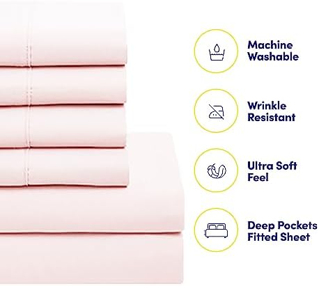Sweet Home Collection 7 Piece Comforter Set Bag Solid Color All Season Soft Down Alternative Blanket & Luxurious Microfiber Bed Sheets, Pale Pink, Queen - Image 3