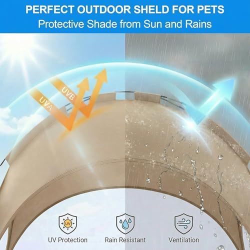 Elevated Dog Bed with Canopy Raised Pet Cot for Large Dogs, Outdoor Dog Cot with Removable Sun Shade Tent, Breathable Mesh Portable Dogs Cot for Camping, Beach, Backyard, Outdoor Use - Image 3
