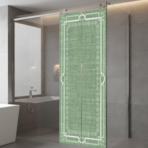 Window Privacy Film Frosted, Olive Green Botanical Static Cling Door Window Covering, Vintage Florals Geometric Minimalist UV Blocking Windows Film for Office, Hotel, Bedroom, 29.5 x 78.7 Inches - Image 5