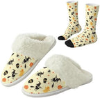 Fuzzy Slippers for Women Washable Cotton Slippers with Crew Socks by Unknown