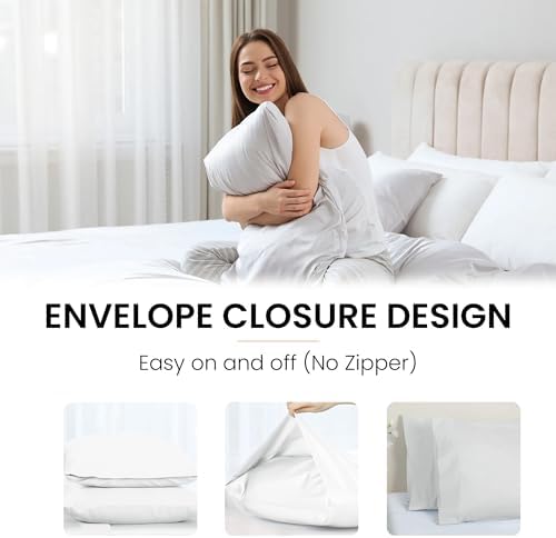 Belem Bulk Pillow Cases(72 Pack) -Queen Size Envelope Closure Pillow Protectors(21x31) -Polycotton White Pillow Cases Bulk -300 TC- Bedding Essentials -Ideal for Hotels, Hospitals, Vacation Rentals - Image 2