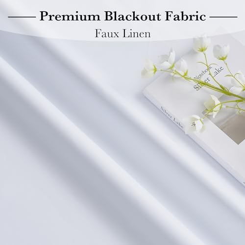 RYB HOME 100% Blackout 2 Panels Blackout French Door Curtains, Room Darkening Shades Small Window Curtains and Drapes Thermal Insulated Tricia Door Blinds for Patio Doorway, W26 x L40 inch, Pure White - Image 6