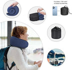 Neck Travel Pillows for Airplanes Memory Foam Neck Comfort Pillow Compact Ergonomic Design Sleeping Essentials for Long Flights Car Rides and Home Use (Blue) - Image 4
