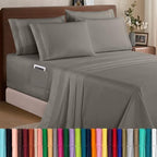 Elegant Comfort 1500 Premium Quality 6-Piece Bed Sheet Set - 18-24 Inch Extra Deep Pocket, Smart Storage Pockets, Wrinkle Free Ultra Soft 6PC Extra Deep Pocket Sheets, King, Gray by ELEGANTCOMFORT