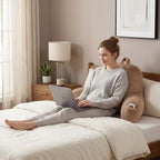 Large Plush Backrest Pillow for Sitting in Bed,Faux Fur,Khaki - Image 2