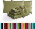 Elegant Comfort Luxury Soft 1500 Premium Hotel Quality Microfiber Wrinkle and Fade Resistant Cozy 6-Piece Bedding Set, Easy All Around Elastic Fitted Sheet, Deep Pocket, Queen, Sage/Green by ELEGANTCOMFORT