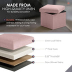 Ornavo Home Small Square Storage Ottoman, Set of 2, 12x12x12, Pink - Image 4