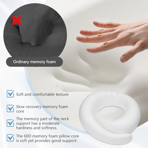 Memory Foam Travel Neck Pillow for Airplane – New Ergonomic Wrap-Around Design，Washable Cover, Carry Bag & Sleep Mask – for Sleeping Plane Train Travel Essentials (Light Gray) - Image 5