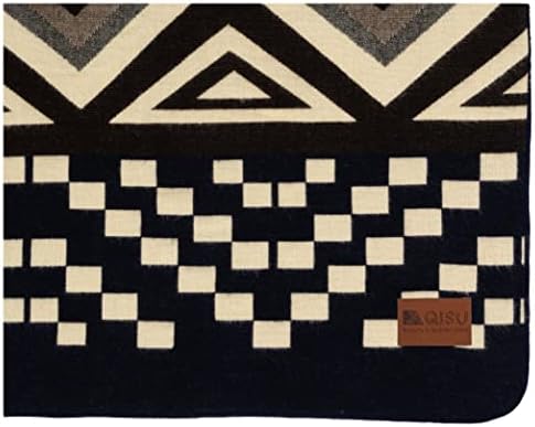 QISU Wool Blanket Throw | Large, Beautiful, Warm, Handmade in Ecuador by Local Artisans |94″ x 78″| Soft, Hypoallergenic & Breathable, Non-Itchy, Scratchy Fabric(Burgundy & Black Diamonds) - Image 4