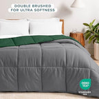 Bare Home California King Comforter - Reversible Colors - Goose Down Alternative - Ultra-Soft - Premium 1800 Series - All Season Warmth - Bedding Comforter (California King, Grey/Forest Green) - Image 3