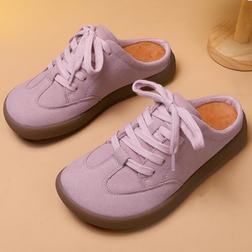 UBFEN Womens 100% Genuine Suede Mules Arch Support Indoor Outdoor Slippers - Image 3