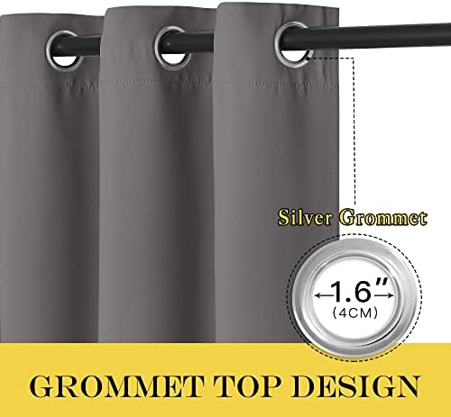 NICETOWN Blackout Sliding Door Curtain, Grommet Top Thermal Insulated Extra Wide and Long Window Treatment for Patio/French Door, W100 x L120, Sold by Individually, Grey - Image 3