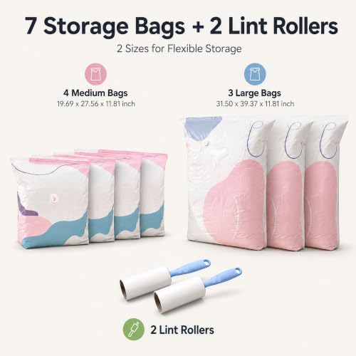 7 Pack No Pump Vacuum Storage Bags, Large Cube Compression Set in 2 Sizes - Image 2