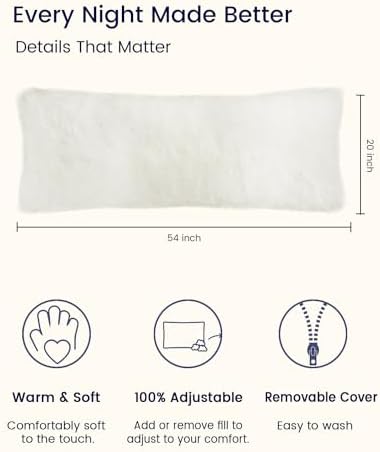 ZonLi Fluffy Body Pillow, Full Body Pillows for Adults, Long Pillow for Sleeping with Removable Cover and Adjustable Filling for Side Sleeper & Pregnancy, Large and Firm, Machine Washable(White) - Image 5