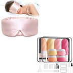 LitBear Silk Sleep Mask Pink and TSA Approved Travel Bottles for Toiletries Pink by LitBear