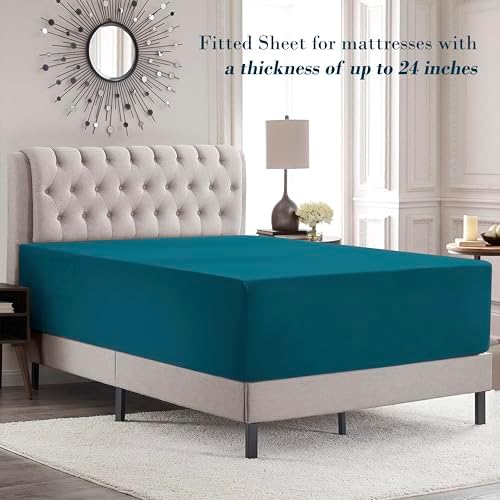 Mocassi Queen Size 4-Piece Bed Sheet Set - 1800 Premium Hotel Quality Microfiber 18-24 Inches Extra Deep Pocket Fitted Sheet- Luxury Soft, Breathable, Wrinkle, and Fade Resistant, Marine Blue - Image 3