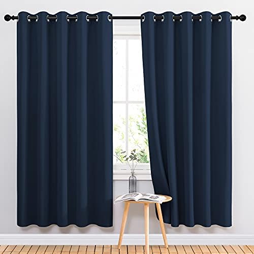 NICETOWN Blackout Curtain Panels 72 - Window Treatment Energy Saving Thermal Insulated Solid Grommet Blackout Drapes for Living Room (Navy, 1 Pair, 66 by 72-Inch) by NICETOWN