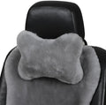 Fluffy Car Headrest Pillow Furry Long Wool Lumbar Auto Head Neck Support Pillow Cushion Natural Luxury Fur Warm Soft Comfort Winter (Gray, Shearling Wool) by MLOVESIE