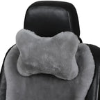 Fluffy Car Headrest Pillow Furry Long Wool Lumbar Auto Head Neck Support Pillow Cushion Natural Luxury Fur Warm Soft Comfort Winter (Gray, Shearling Wool) by MLOVESIE