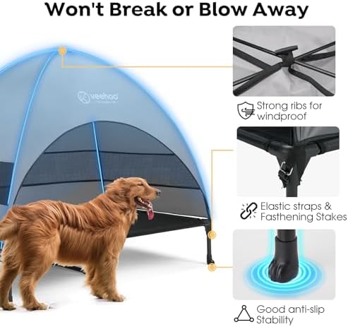 Veehoo Outdoor Dog Bed with Canopy, Cooling Elevated Dog Shade for Outside - Image 5