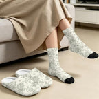 Toile de Jouy Fuzzy Slipper with Socks for Women Cozy Slipper Indoor - Image 4
