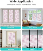 Window Privacy Film Frosted, Pink Yellow Palm Trees Tropical Reusable Static Cling Window Tints, Summer Beach Botanical Heat Control Windows Films for Offices, Balcony, 29.5 x 118 Inches - Image 7