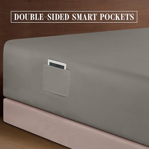 Elegant Comfort 1500 Premium Quality 6-Piece Bed Sheet Set - 18-24 Inch Extra Deep Pocket, Smart Storage Pockets, Wrinkle Free Ultra Soft 6PC Extra Deep Pocket Sheets, King, Gray - Image 6