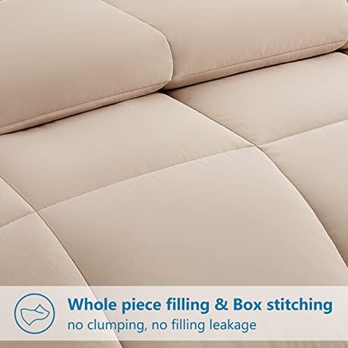 EASELAND Full Size Down Alternative Comforter, Beige, 82x86 Inches - Image 3