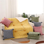Thickened Taffel Plush Pillow Quilt 2-in-1, Multifunctional Autumn Winter Quilt, Dual Purpose Cushion, Foldable Travel Blanket(Color3,Large) - Image 4
