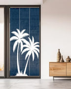 Window Privacy Film Frosted, Navy Blue Palm Trees Non-Adhesive Static Cling Window Tint, Summer Coastal Tropical Botanical Insulated Windows Frosted Films for Living Room, 35.4 x 78.7 Inches - Image 5
