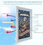 Independence Day Window Privacy Film Rainbow Static Cling Stain Glass Window Film for Glass Door, Decorative Sunroof Decal Sticker for Car 35.4"x78.7" 250 Anniversary Eagles Abstract Blue - Image 4